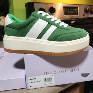 Madden Girl Green and White Sneakers